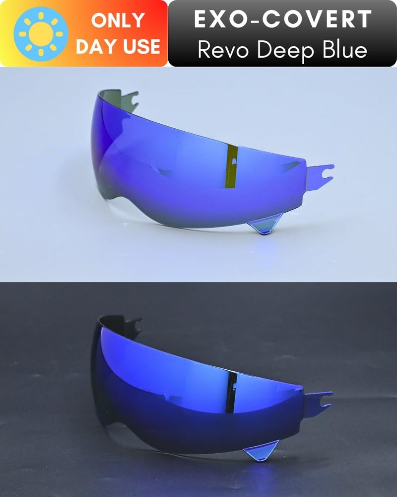 Logto Compatible with EXO Covert Visor Replacement Motorcycle Helmet Visor Sun Protection Anti-Scratch, Universal(Revo Deep Blue) - Image 5